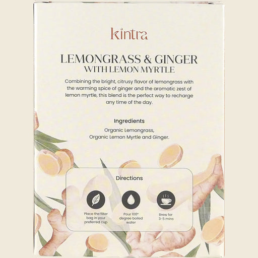 KINTRA FOODS Herbal Tea Bags Lemongrass & Ginger w/Lemon Myrtle - 25 Bags