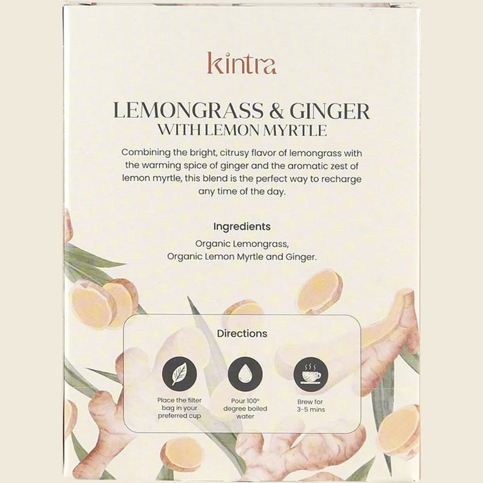 KINTRA FOODS Herbal Tea Bags Lemongrass & Ginger w/Lemon Myrtle - 25 Bags