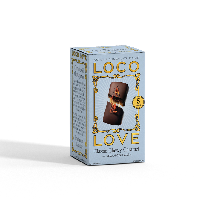 Box of Loco Love chocolate on a white background