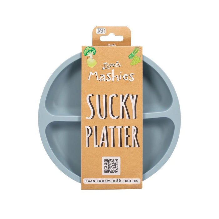 LITTLE MASHIES Silicone Sucky Platter Plate Dusty Blue