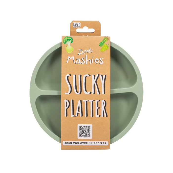 LITTLE MASHIES Silicone Sucky Platter Plate Olive
