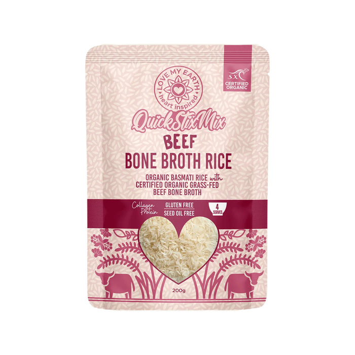 LOVE MY EARTH Quick Stix Mix Organic Bone Broth Rice Beef 200g