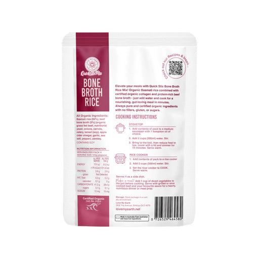 LOVE MY EARTH Quick Stix Mix Organic Bone Broth Rice Beef 200g