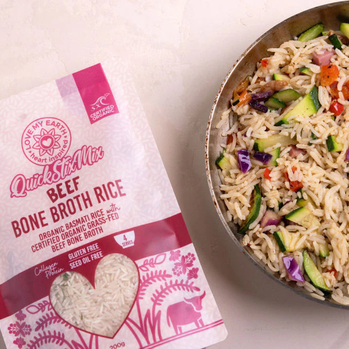LOVE MY EARTH Quick Stix Mix Organic Bone Broth Rice Beef 200g