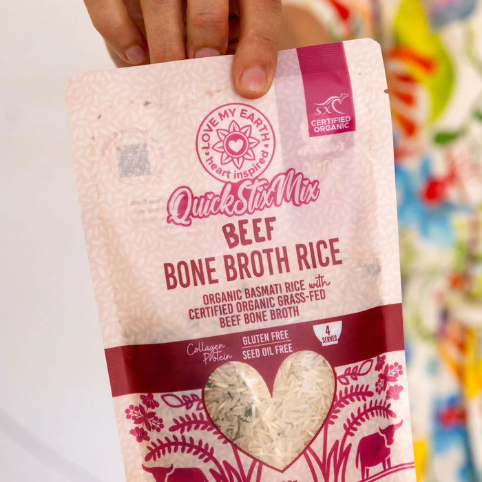 LOVE MY EARTH Quick Stix Mix Organic Bone Broth Rice Beef 200g
