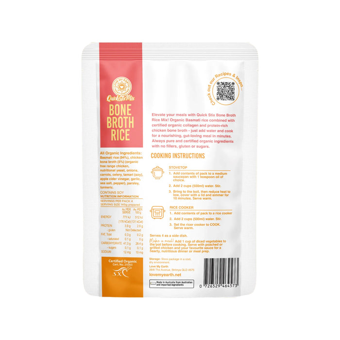 LOVE MY EARTH Quick Stix Mix Organic Bone Broth Rice Chicken 200g