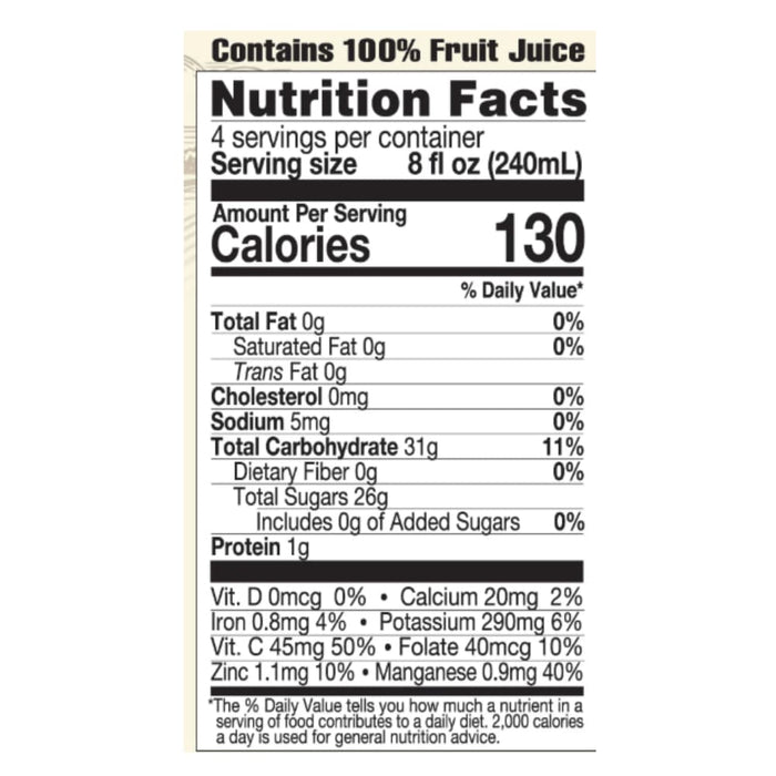 Nutrition facts label for a product with 130 calories per serving