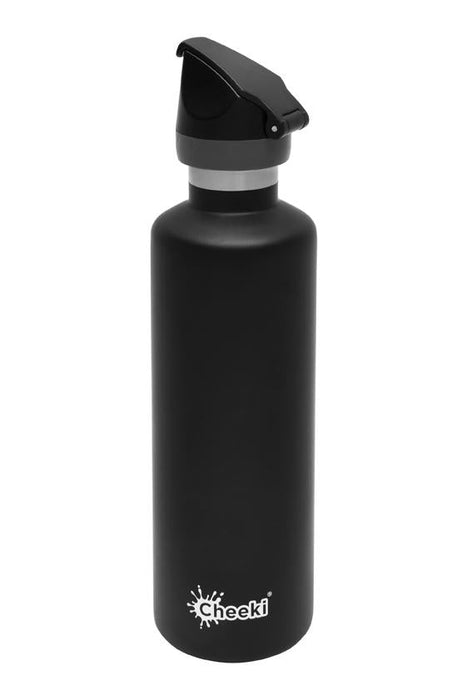 CHEEKI Stainless Steel Bottle Insulated Sports Lid 600ml Matte Black