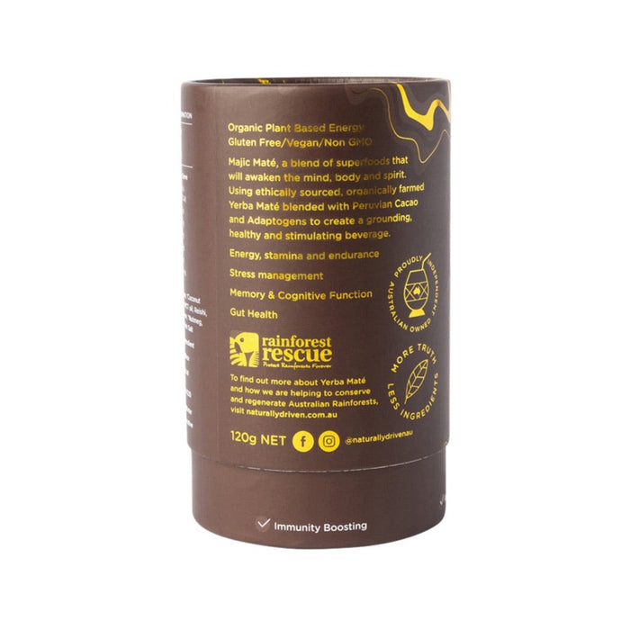 Naturally Driven Organic Adaptogenic Latte Majic Mate Cacao (Lion's Mane, Reishi, Yerba Mate & MCT Oil) 120g 250g