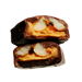 Chocolate-covered candy with a caramel and fruit filling on a white background