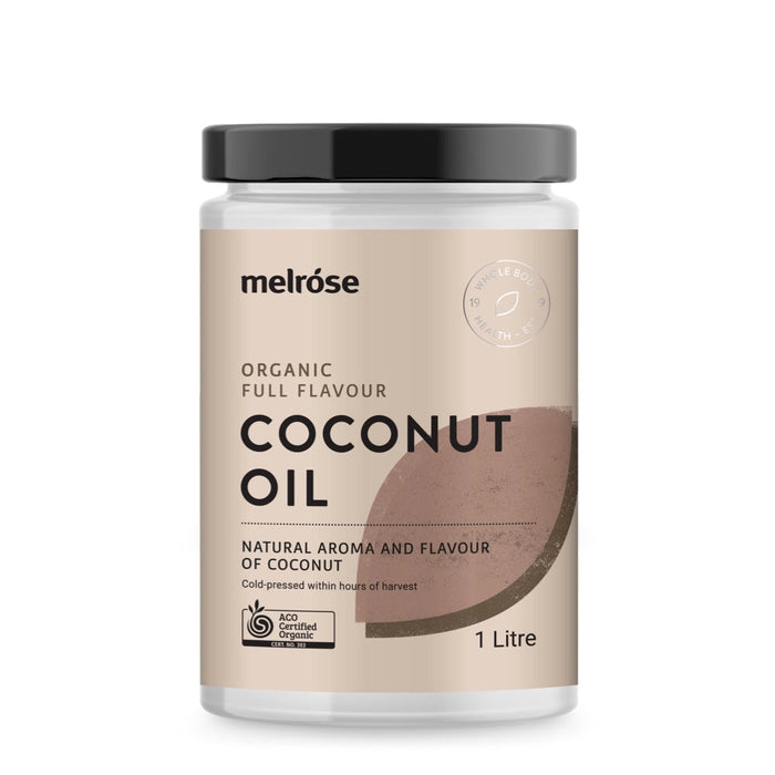 MELROSE Organic Coconut Oil (Full Flavour or Flavour Free) Full Flavour 1 Litre