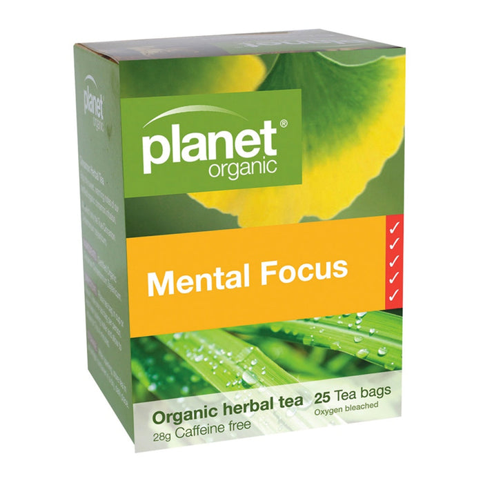 PLANET ORGANIC Mental Focus Herbal Tea 25 Bags 1 Box