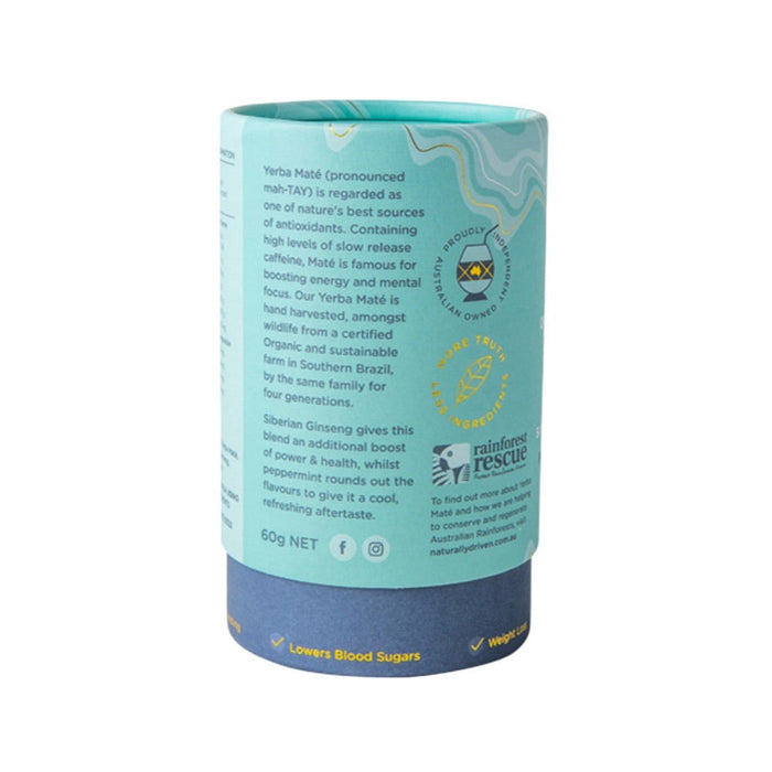 Naturally Driven Organic Yerba Mate Tea Pep In Your Step (Siberian Ginseng & Peppermint) 130g