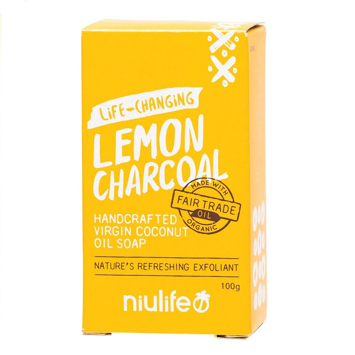 Niulife Coconut Oil Soap 100g Lemon Charcoal