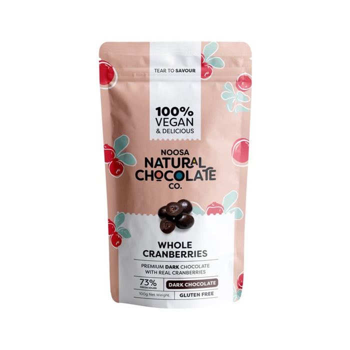 Noosa Natural Chocolate Co. Dark Chocolate Whole Cranberries 125g