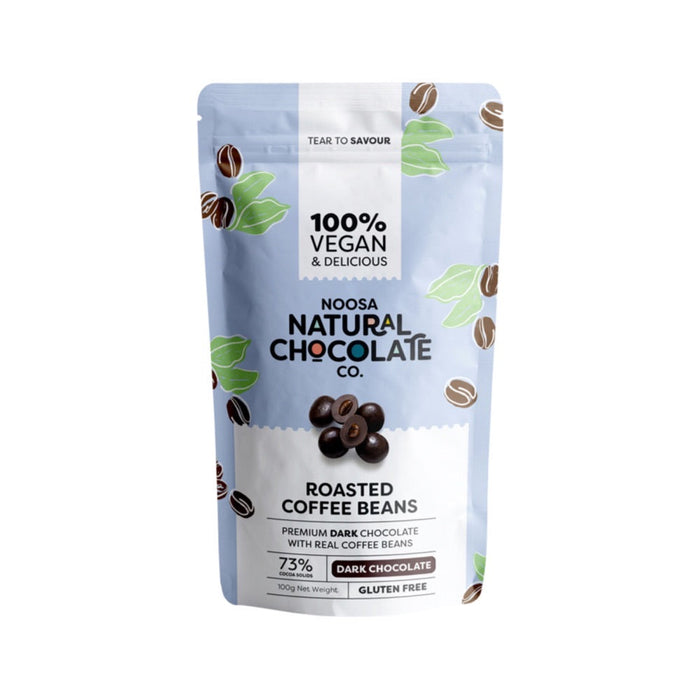Noosa Natural Chocolate Co. Dark Chocolate Roasted Coffee Beans 100g Premium Dark Chocolate