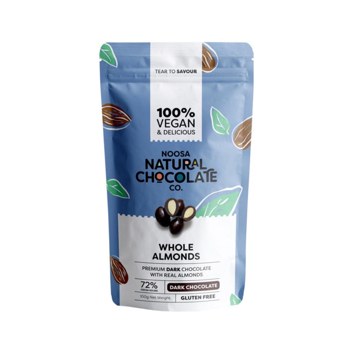 Noosa Natural Chocolate Co. Dark Chocolate Whole Almonds 100g Premium Dark Chocolate