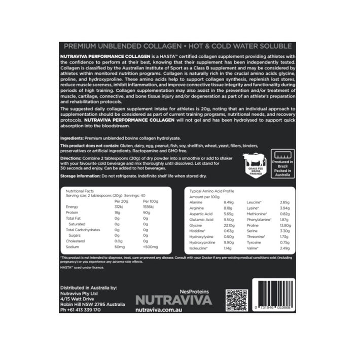 Nutraviva (NesProteins) Performance Collagen (Beef) Unflavoured 800g