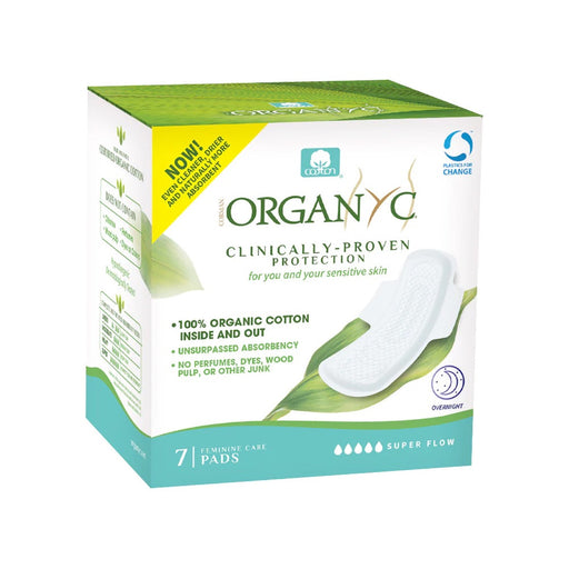 Organyc Organic Pads with Wings Super Flow (Overnight) x 7 Pack