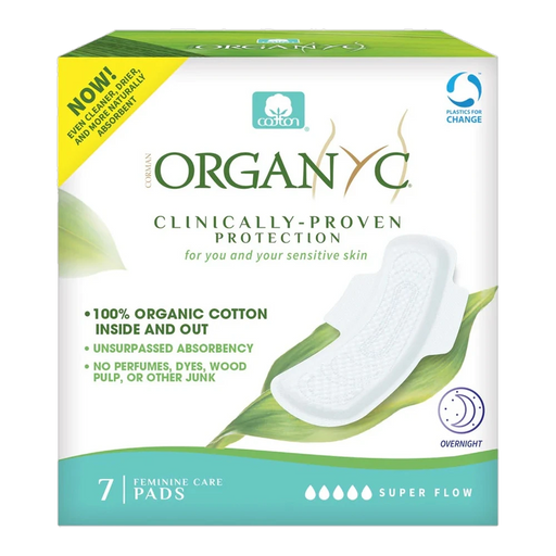Organyc Organic Pads with Wings Super Flow (Overnight) x 7 Pack – front of pack