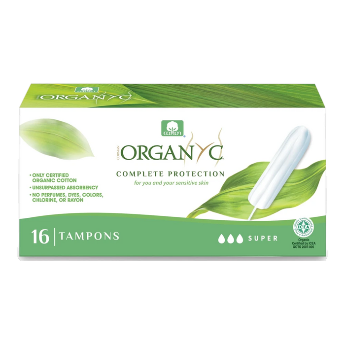 Organyc Organic Cotton Tampons x 16 Pack Super – front of pack