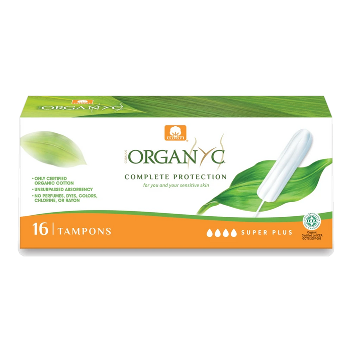 Organyc Organic Cotton Tampons x 16 Pack Super Plus – front of pack