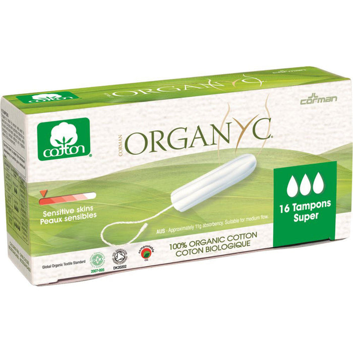 Organyc Organic Cotton Tampons x 16 Pack Super