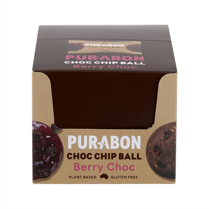 Purabon Choc Chip Balls 45g x 12 Display Berry Choc