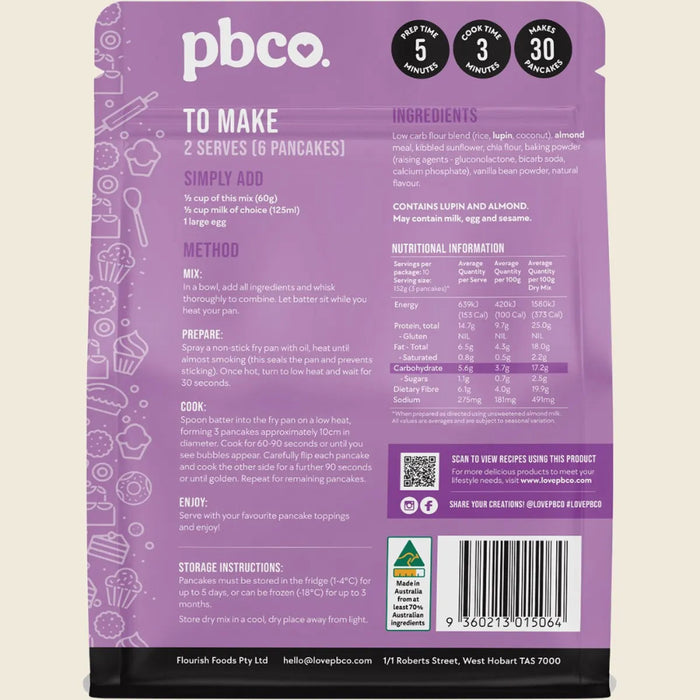 PBCO. Simply Low Carb Pancake Mix - 300g