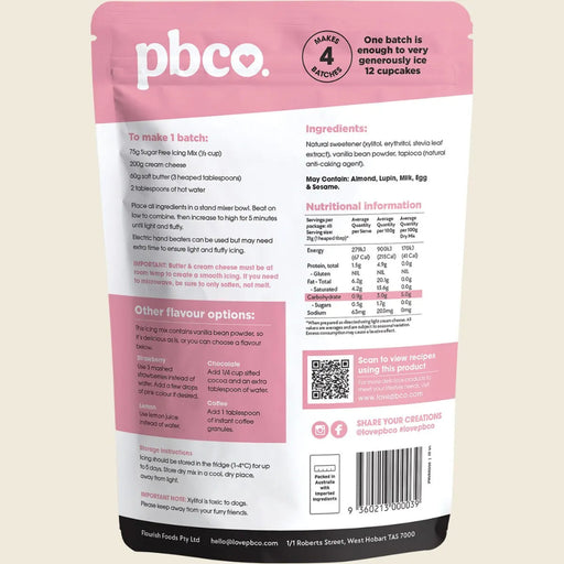 PBCO. Simply Low Carb Sugar Free Icing Mix - 300g