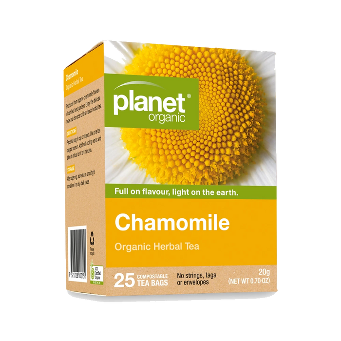 PLANET ORGANIC Chamomile Herbal Tea 25 Bags packaging