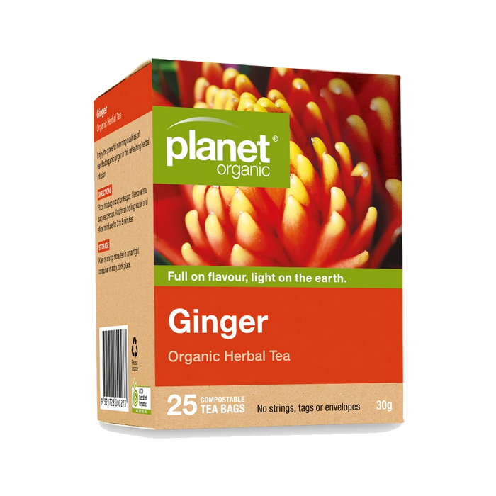 PLANET ORGANIC Ginger Herbal Tea 25 Bags packaging