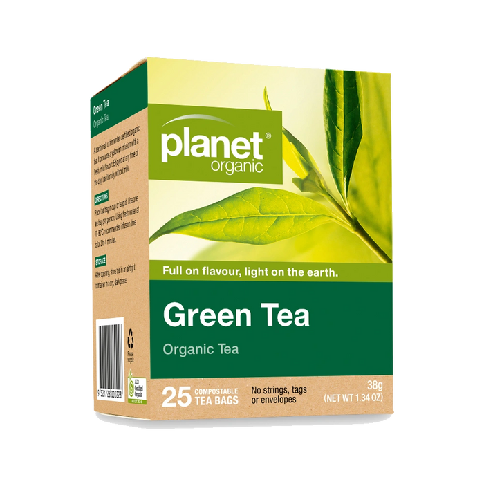 PLANET ORGANIC Green Tea Herbal Tea 25 Bags packaging