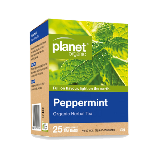 PLANET ORGANIC Peppermint Herbal Tea 25 Bags packaging
