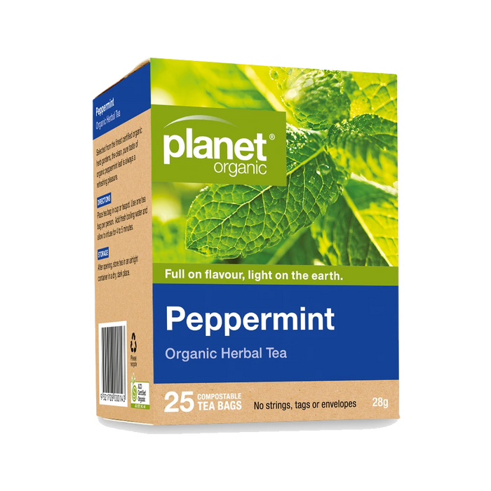 PLANET ORGANIC Peppermint Herbal Tea 25 Bags packaging