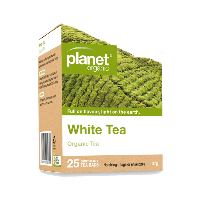 PLANET ORGANIC White Tea Herbal Tea 25 Bags packaging