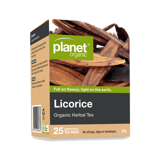 PLANET ORGANIC Licorice Herbal Tea 25 Bags packaging