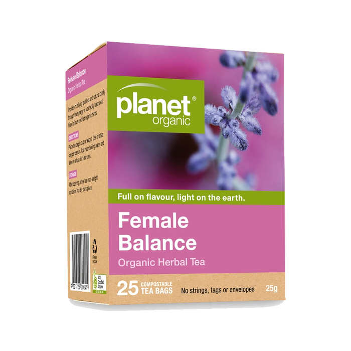 PLANET ORGANIC Female Balance Herbal Tea 25 Bags packaging