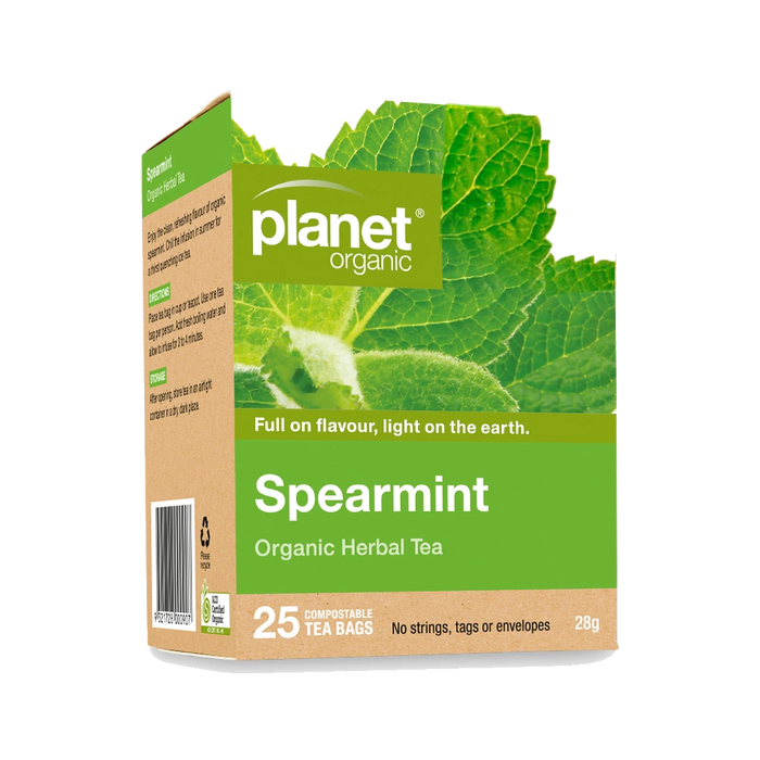 PLANET ORGANIC Spearmint Herbal Tea 25 Bags packaging