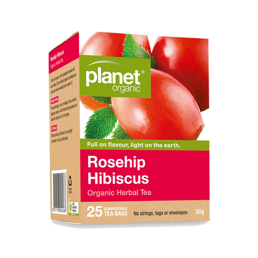 PLANET ORGANIC Rosehip Hibiscus Herbal Tea packaging
