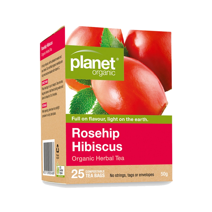 PLANET ORGANIC Rosehip Hibiscus Herbal Tea packaging