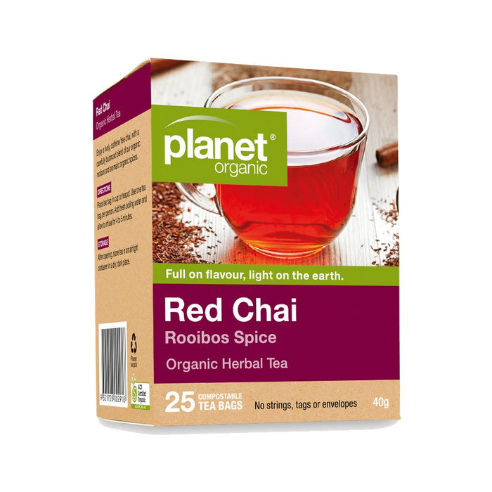 PLANET ORGANIC Red Chai Herbal Tea 25 Bags packaging