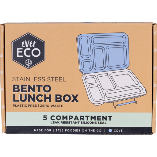 Ever Eco Stainless Steel 5 Compartment Bento Lunchbox Cove Front of Box