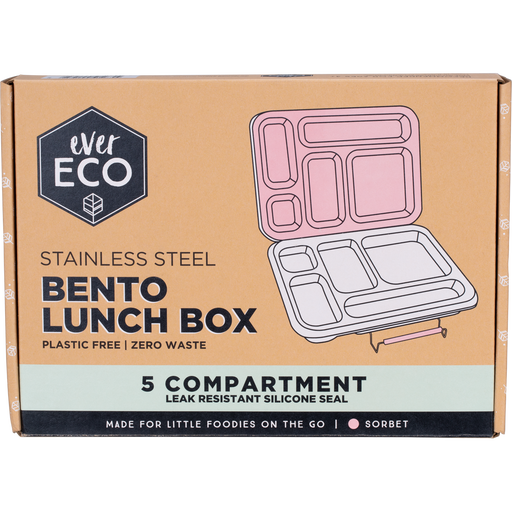 Ever Eco Stainless Steel 5 Compartment Bento Lunchbox Sorbet front of box