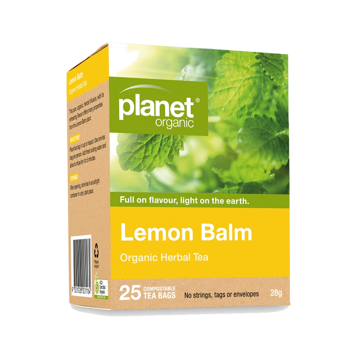 PLANET ORGANIC Herbal Tea Bags Lemon Balm 25 Bags packaging