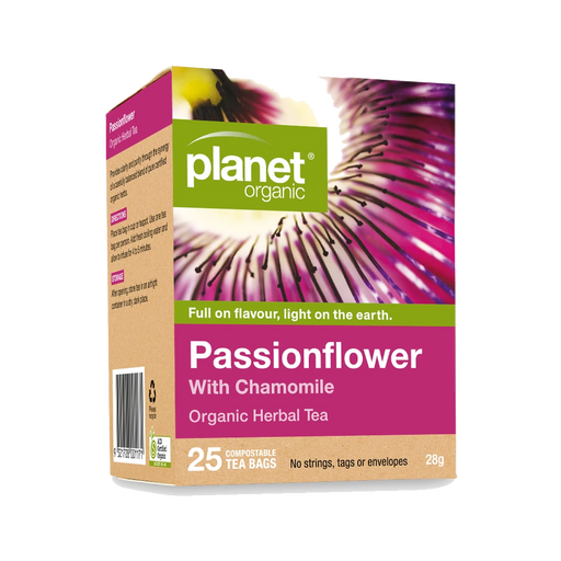 PLANET ORGANIC Passionflower Herbal Tea 25 Bags packaging