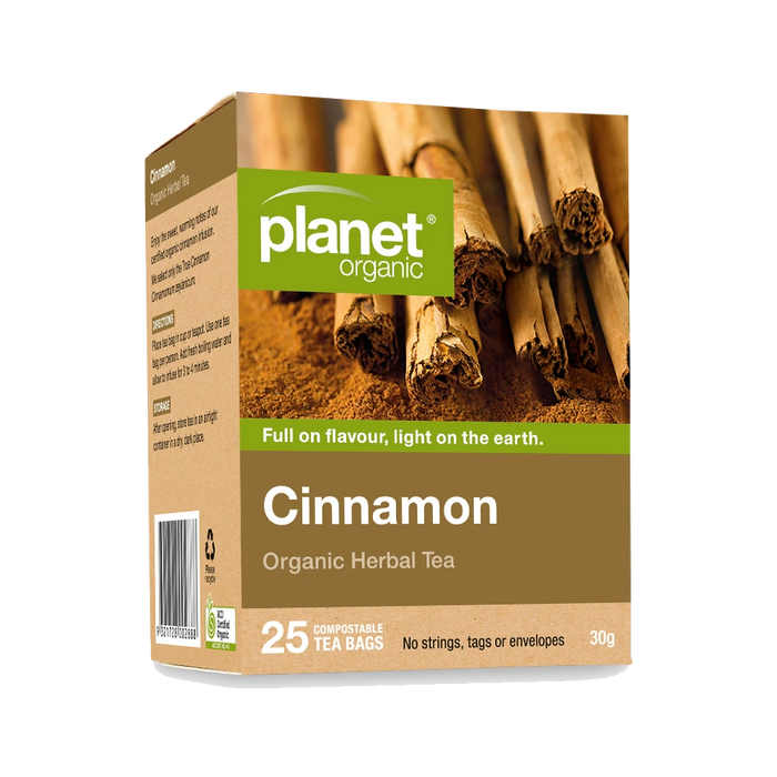 PLANET ORGANIC Cinnamon Herbal Tea 25 Bags packaging
