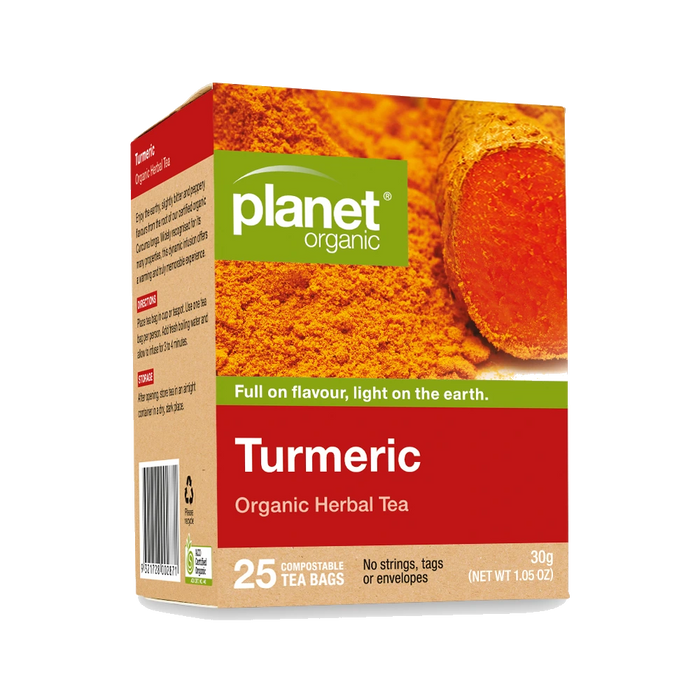PLANET ORGANIC Turmeric Herbal Tea 25 Bags packaging