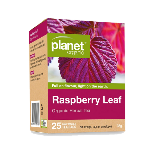 PLANET ORGANIC Herbal Tea Raspberry Leaf 25 Bags packaging