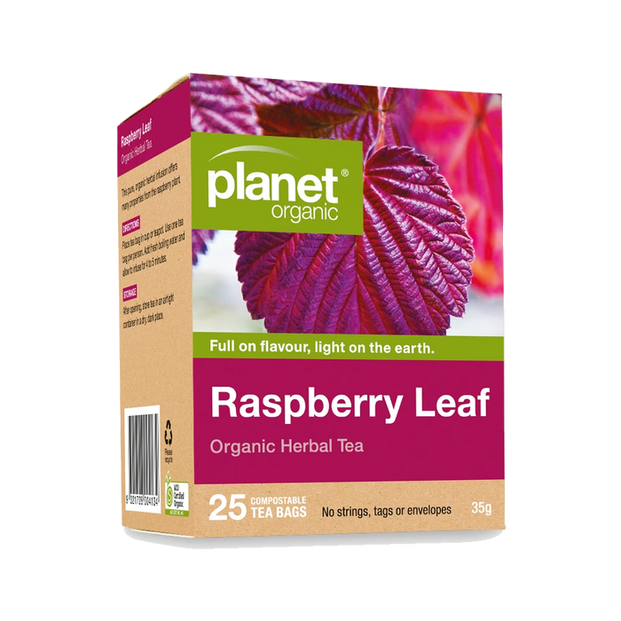 PLANET ORGANIC Herbal Tea Raspberry Leaf 25 Bags packaging